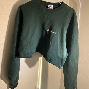 Cropped Green Champion Sweatshirt Size XL
